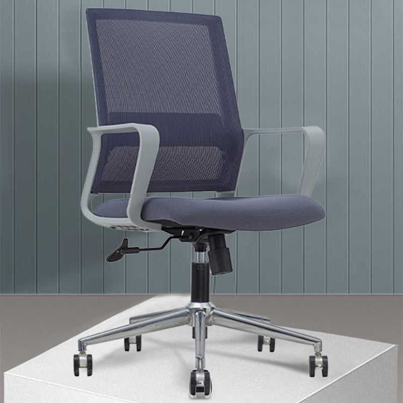 Modern Desk Chair Swivel Mesh Computer Chair in Gray Mid-Back Chair with Wheels