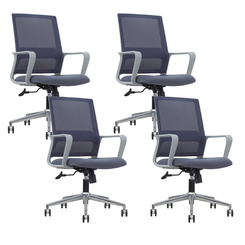 Modern Desk Chair Swivel Mesh Computer Chair in Gray Mid-Back Chair with Wheels