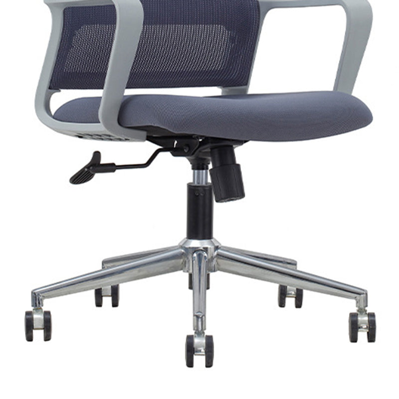 Modern Desk Chair Swivel Mesh Computer Chair in Gray Mid-Back Chair with Wheels