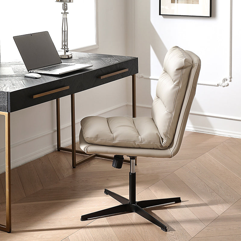 Modern Desk Chair Leather Computer Chair Mid-Back Chair with Wheels/No Wheels