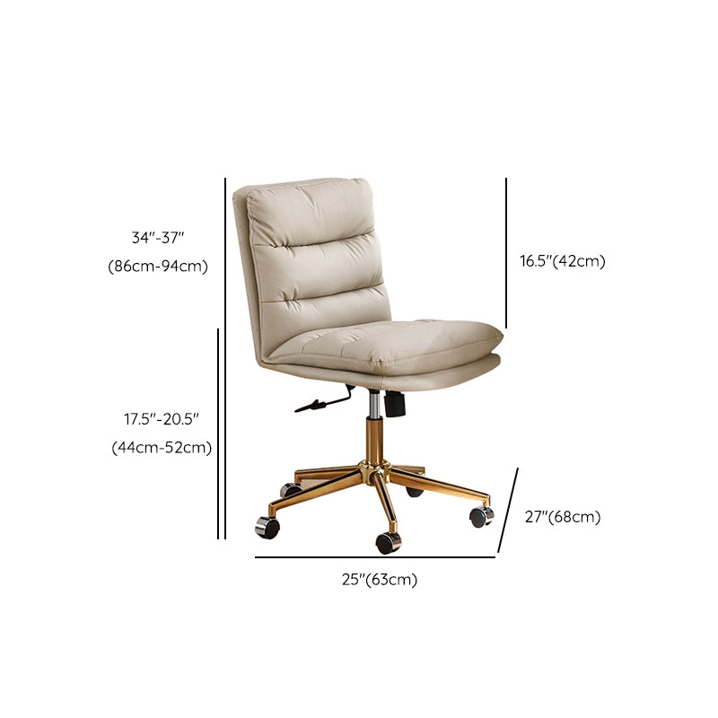 Modern Desk Chair Leather Computer Chair Mid-Back Chair with Wheels/No Wheels