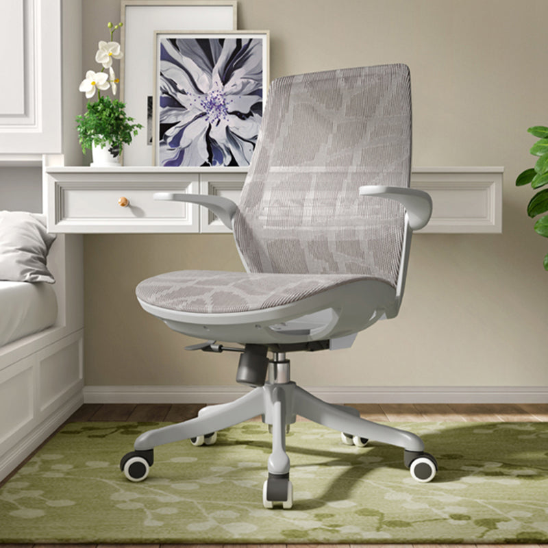 Modern Desk Chair Mesh Computer Chair in Gray Mid-Back Chair with Wheels