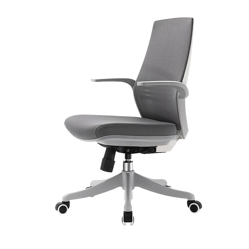 Modern Desk Chair Mesh Computer Chair in Gray Mid-Back Chair with Wheels