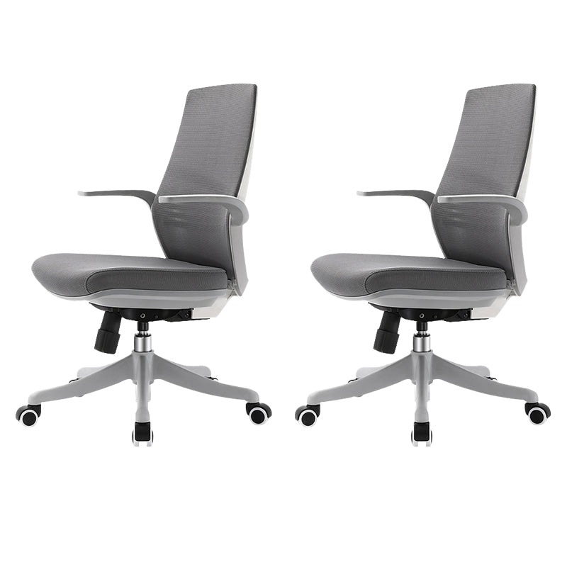 Modern Desk Chair Mesh Computer Chair in Gray Mid-Back Chair with Wheels