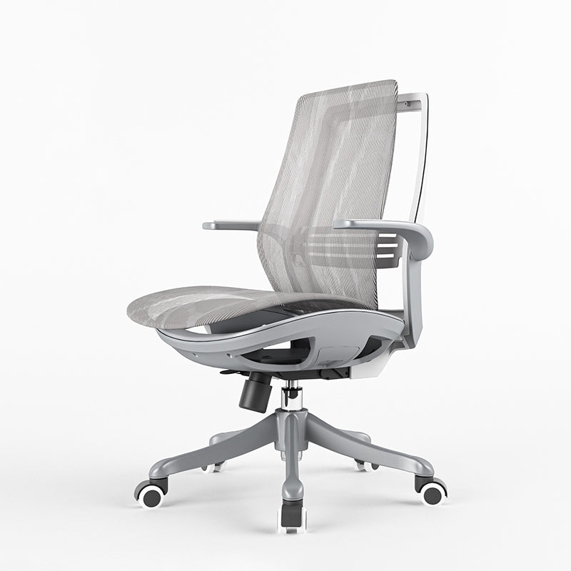 Modern Desk Chair Mesh Computer Chair in Gray Mid-Back Chair with Wheels