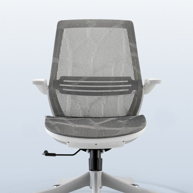 Modern Desk Chair Mesh Computer Chair in Gray Mid-Back Chair with Wheels