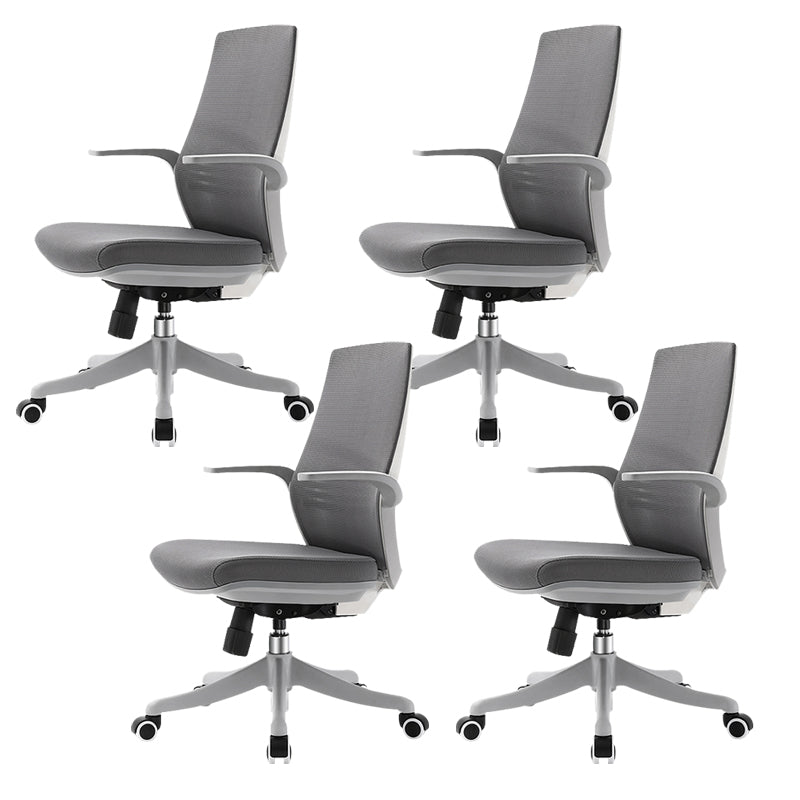 Modern Desk Chair Mesh Computer Chair in Gray Mid-Back Chair with Wheels