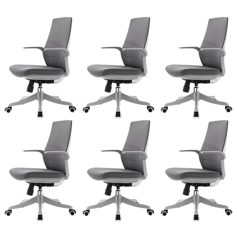 Modern Desk Chair Mesh Computer Chair in Gray Mid-Back Chair with Wheels