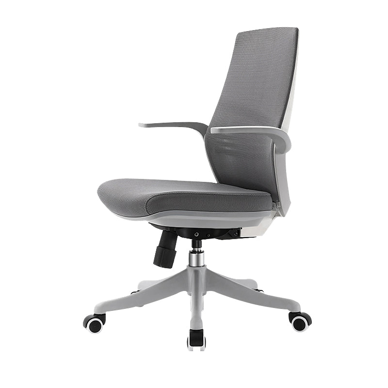 Modern Desk Chair Mesh Computer Chair in Gray Mid-Back Chair with Wheels