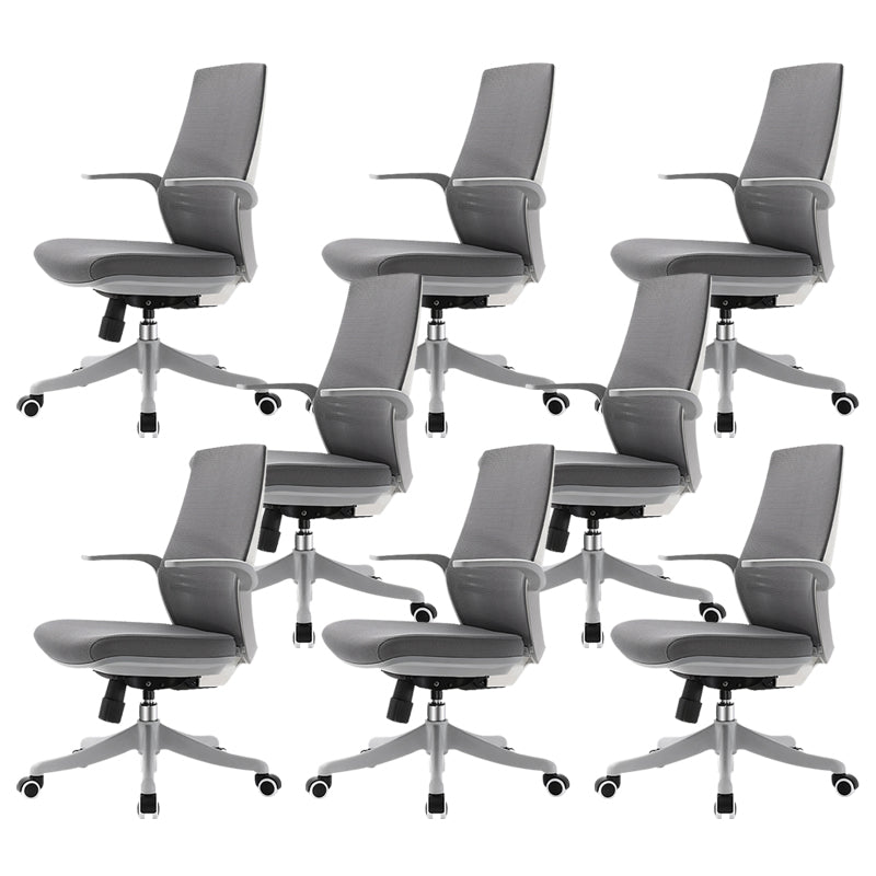 Modern Desk Chair Mesh Computer Chair in Gray Mid-Back Chair with Wheels