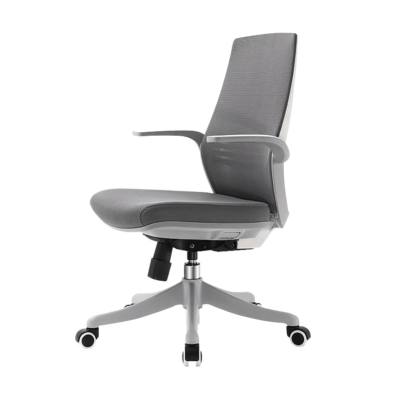 Modern Desk Chair Mesh Computer Chair in Gray Mid-Back Chair with Wheels