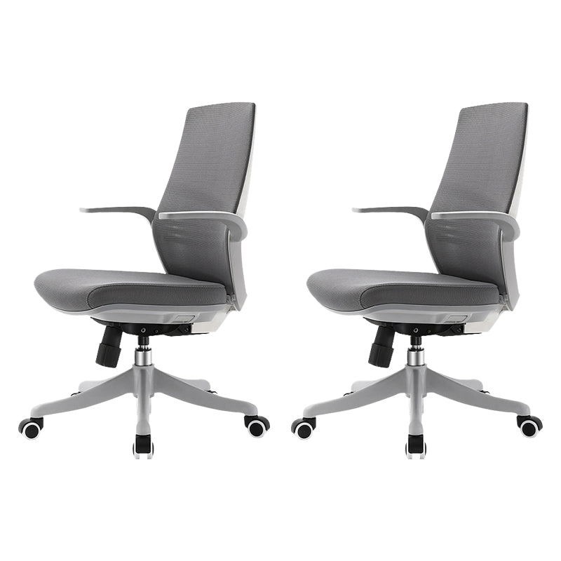 Modern Desk Chair Mesh Computer Chair in Gray Mid-Back Chair with Wheels