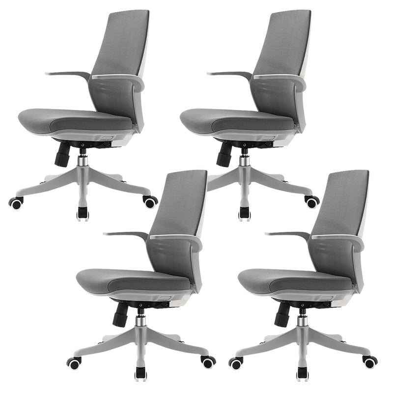 Modern Desk Chair Mesh Computer Chair in Gray Mid-Back Chair with Wheels