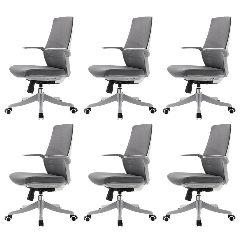 Modern Desk Chair Mesh Computer Chair in Gray Mid-Back Chair with Wheels