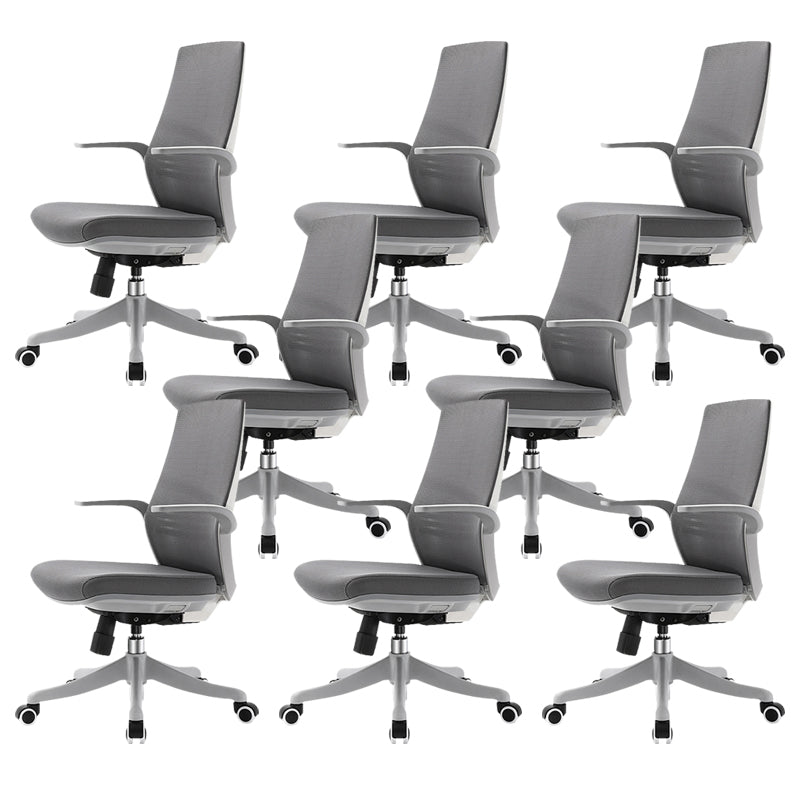 Modern Desk Chair Mesh Computer Chair in Gray Mid-Back Chair with Wheels