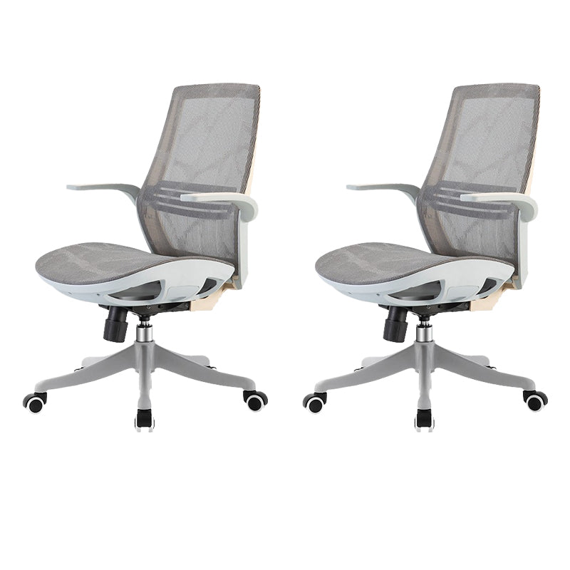 Modern Desk Chair Mesh Computer Chair in Gray Mid-Back Chair with Wheels