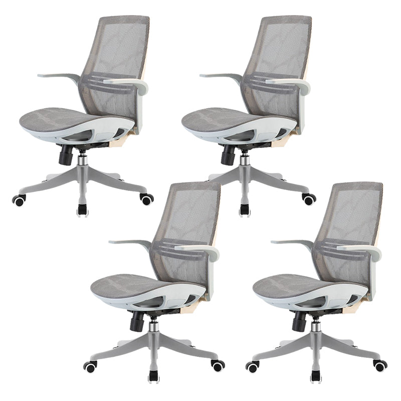 Modern Desk Chair Mesh Computer Chair in Gray Mid-Back Chair with Wheels