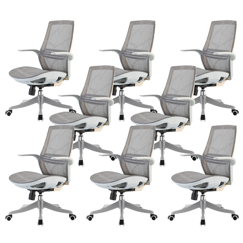 Modern Desk Chair Mesh Computer Chair in Gray Mid-Back Chair with Wheels