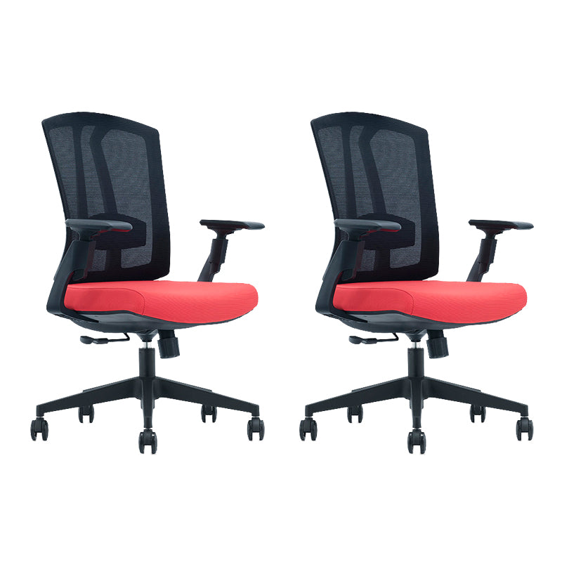 Modern Desk Chair Mesh Computer Chair in Black/Red/Orange High-Back Chair with Wheels