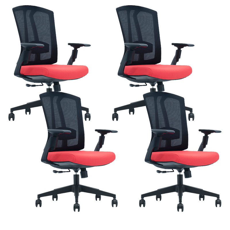 Modern Desk Chair Mesh Computer Chair in Black/Red/Orange High-Back Chair with Wheels