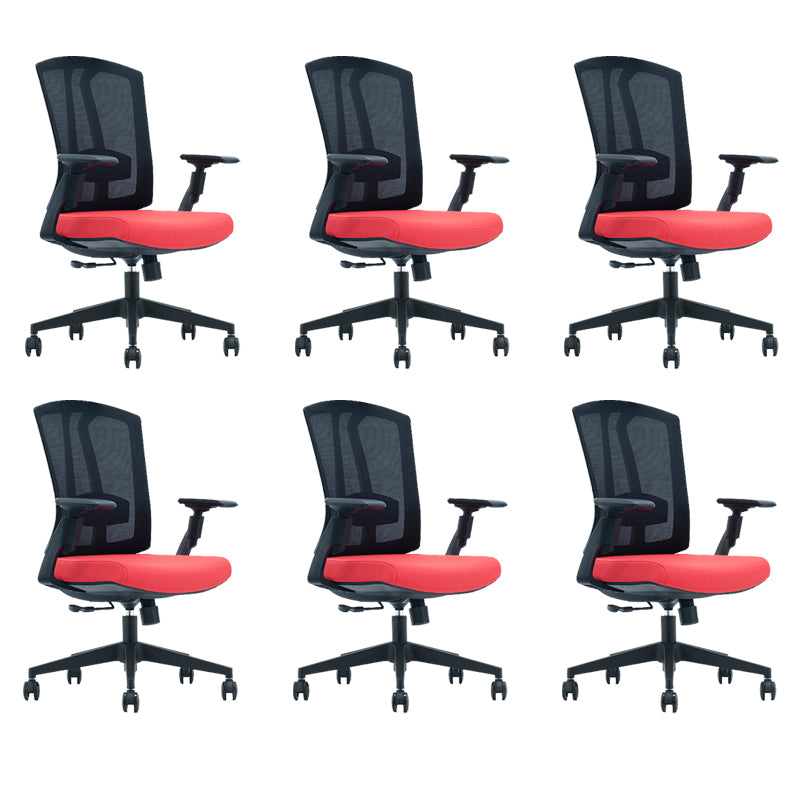 Modern Desk Chair Mesh Computer Chair in Black/Red/Orange High-Back Chair with Wheels