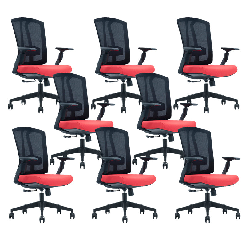 Modern Desk Chair Mesh Computer Chair in Black/Red/Orange High-Back Chair with Wheels