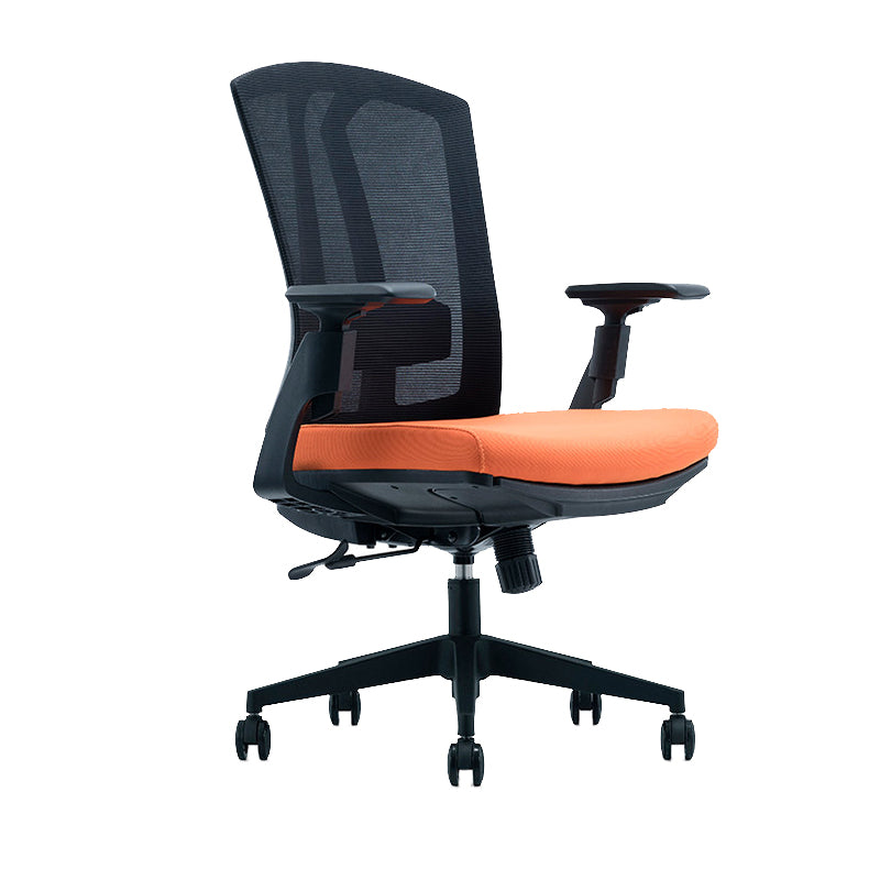 Modern Desk Chair Mesh Computer Chair in Black/Red/Orange High-Back Chair with Wheels