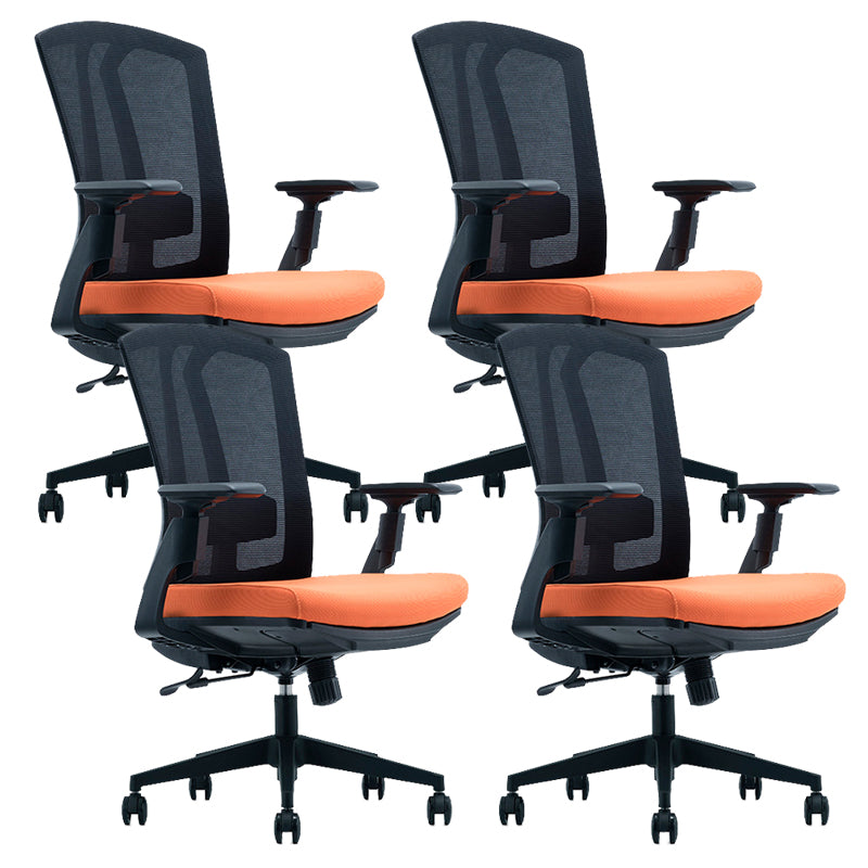 Modern Desk Chair Mesh Computer Chair in Black/Red/Orange High-Back Chair with Wheels