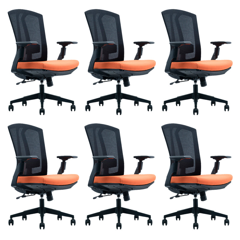 Modern Desk Chair Mesh Computer Chair in Black/Red/Orange High-Back Chair with Wheels