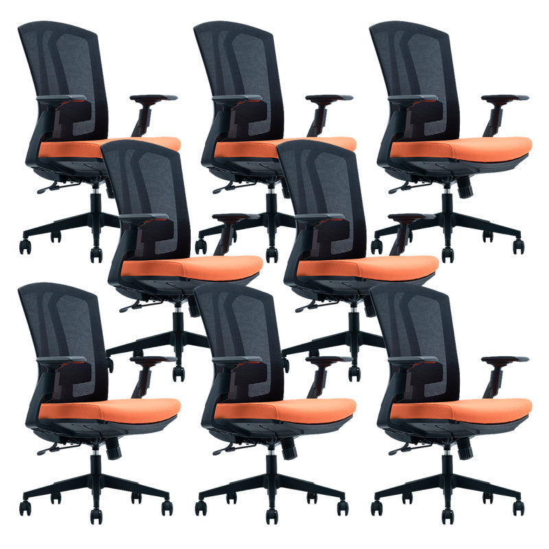 Modern Desk Chair Mesh Computer Chair in Black/Red/Orange High-Back Chair with Wheels