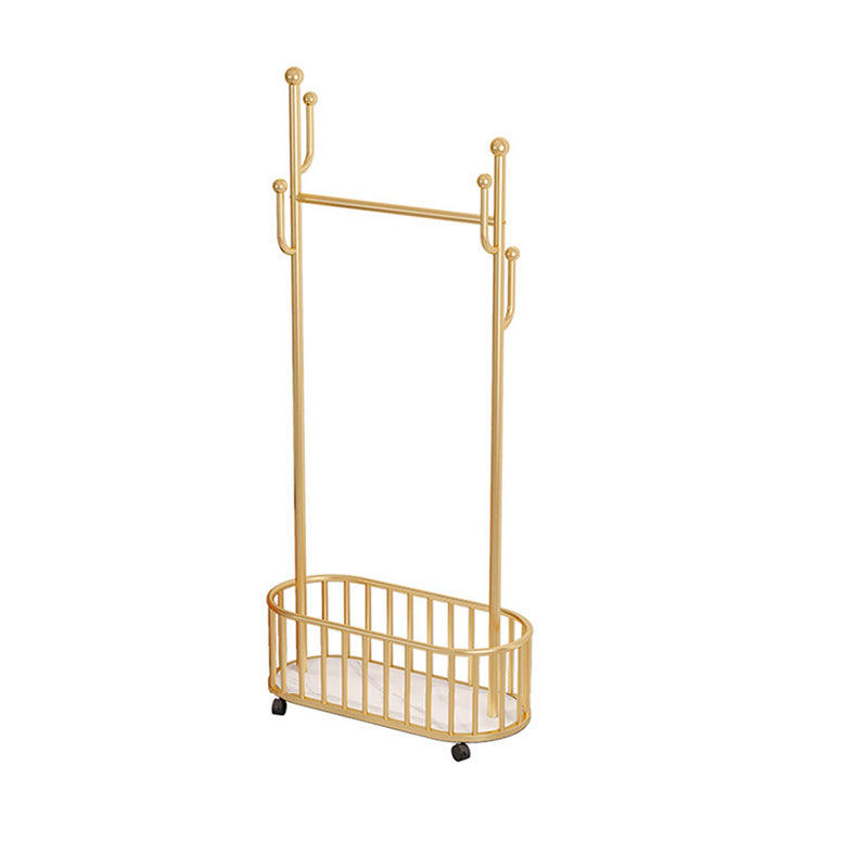 Gorgeous Metal Coat Rack Basket Storage Clothes Hanger with Castors