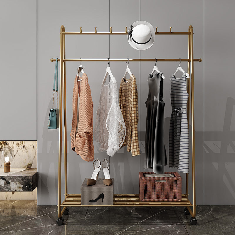 Contemporary Plain Coat Rack Free Standing Metal Coat Rack with Castors