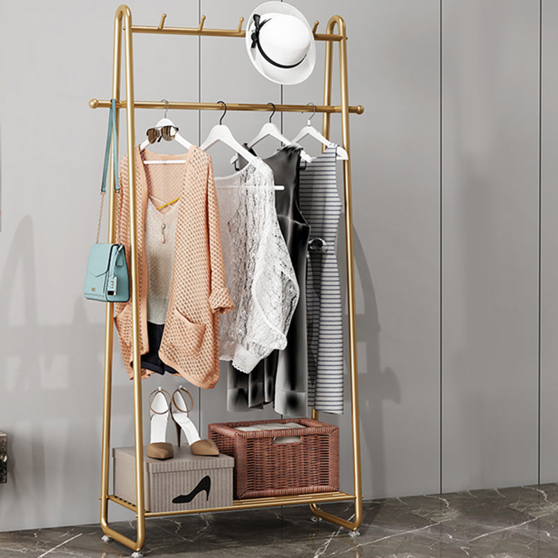 Contemporary Plain Coat Rack Free Standing Metal Coat Rack with Castors