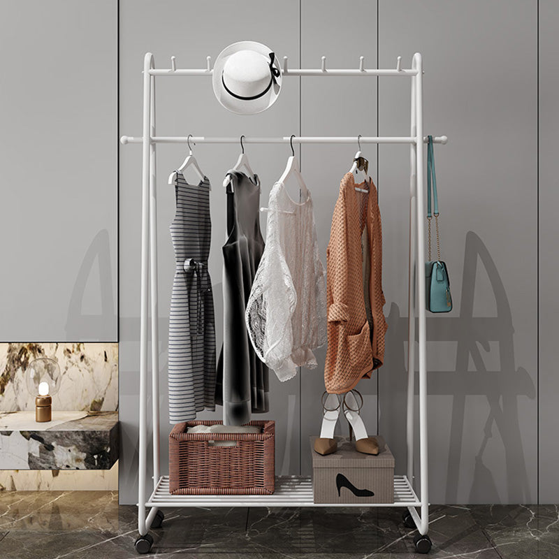 Contemporary Plain Coat Rack Free Standing Metal Coat Rack with Castors