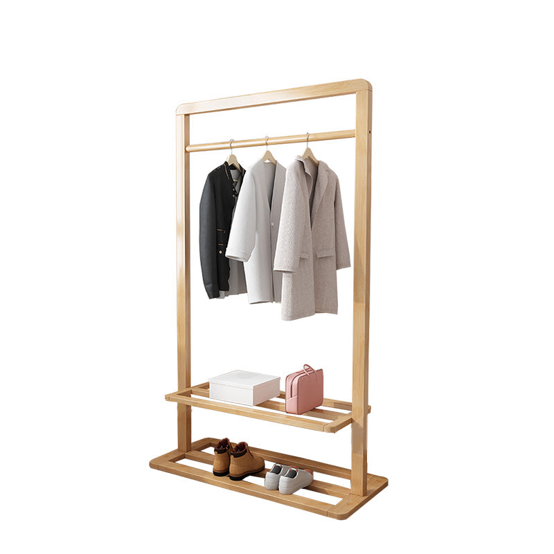 Contemporary Style Coat Hanger Shelves Design Solid Wood Coat Rack for Living Room