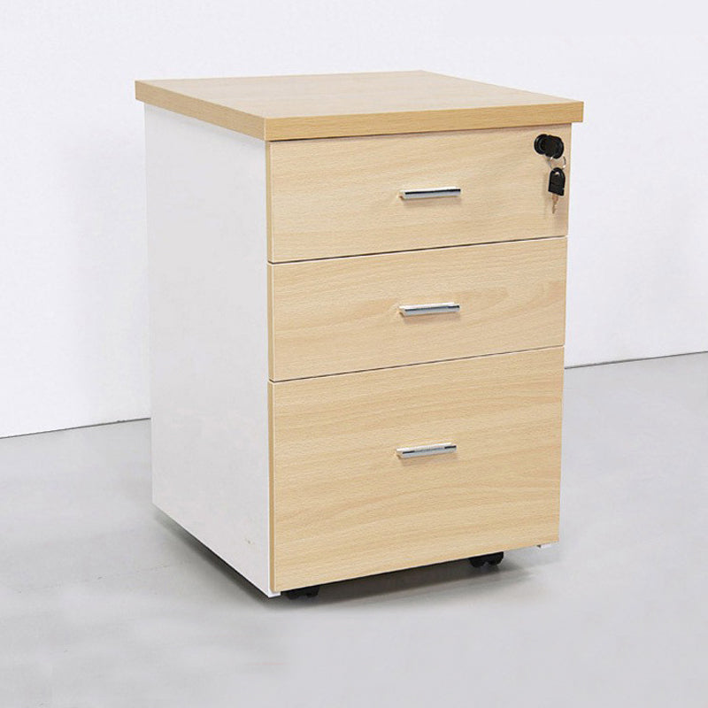 Contemporary File Cabinets Solid Wood Frame File Pedestal with Key Lock