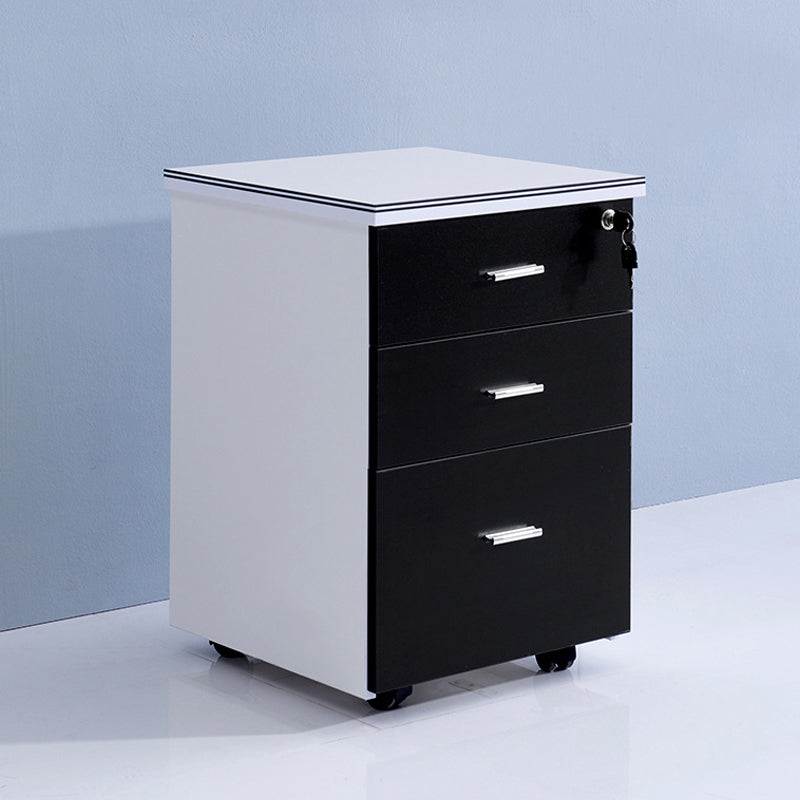 Contemporary File Cabinets Solid Wood Frame File Pedestal with Key Lock