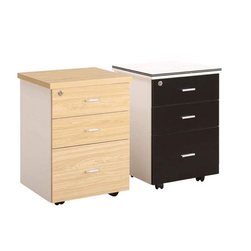 Contemporary File Cabinets Solid Wood Frame File Pedestal with Key Lock