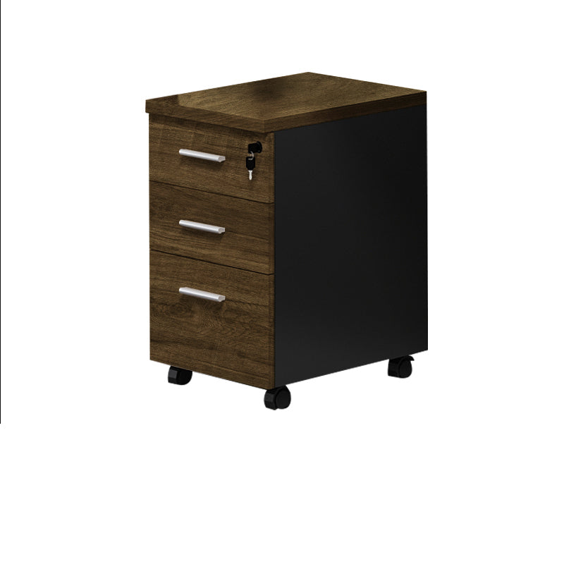 Contemporary File Cabinets Solid Wood Frame File Pedestal with Key Lock