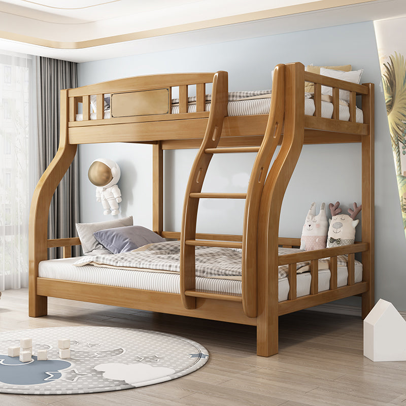 Contemporary Oak Platform Bed Slat Solid Wood Kids Bed with Guardrail