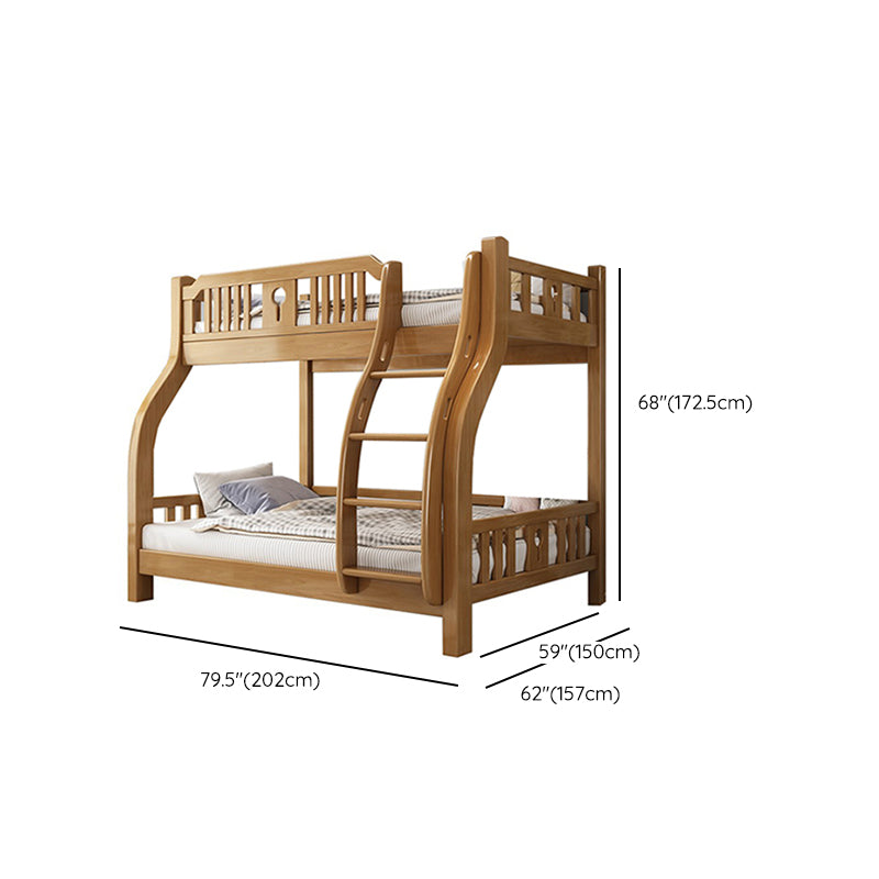 Contemporary Oak Platform Bed Slat Solid Wood Kids Bed with Guardrail