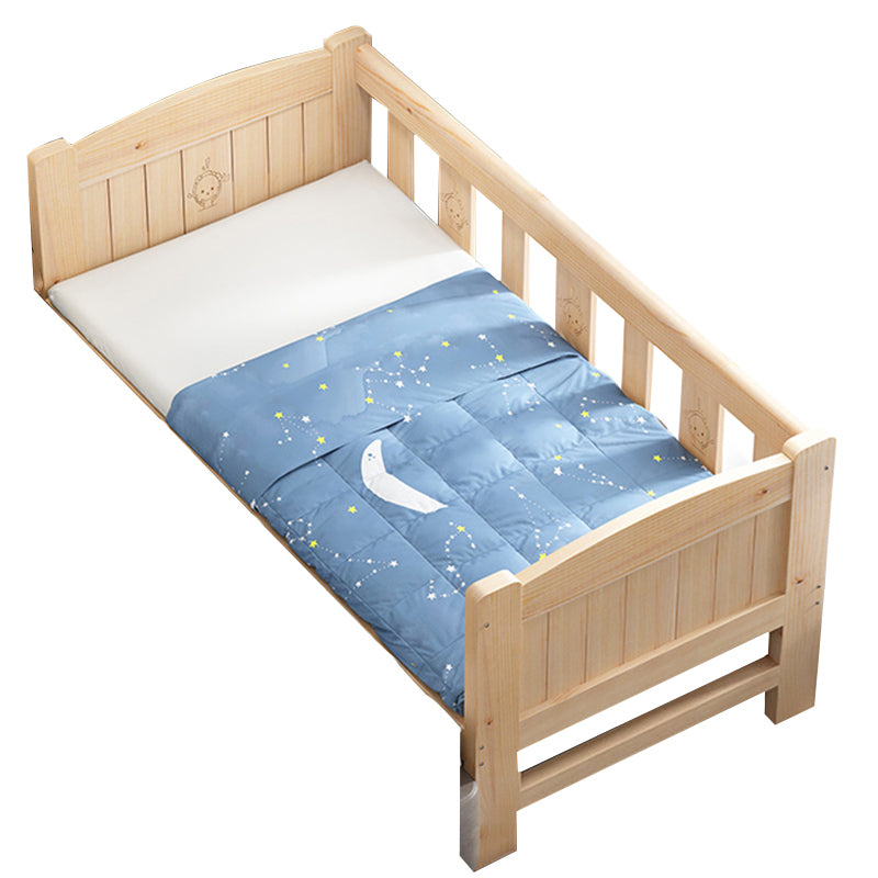 Modern Solid Wood Kids Bed Low Open-Frame Standard Bed with Guardrail