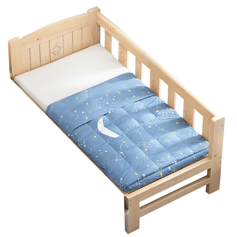 Modern Solid Wood Kids Bed Low Open-Frame Standard Bed with Guardrail