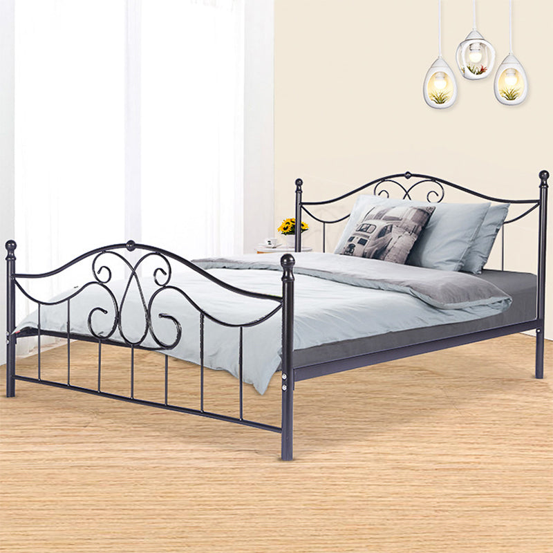 Metal Bed with Headboard Modern High Open-Frame Standard Bed