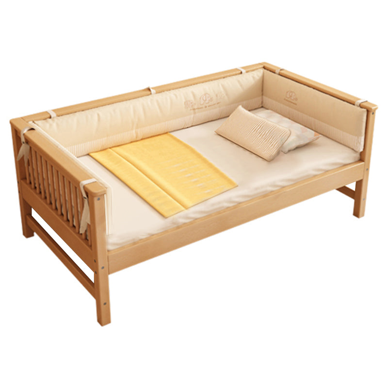 Solid Wood Kids Bed Beech Farmhouse Kids Bed with Guardrail in Natural