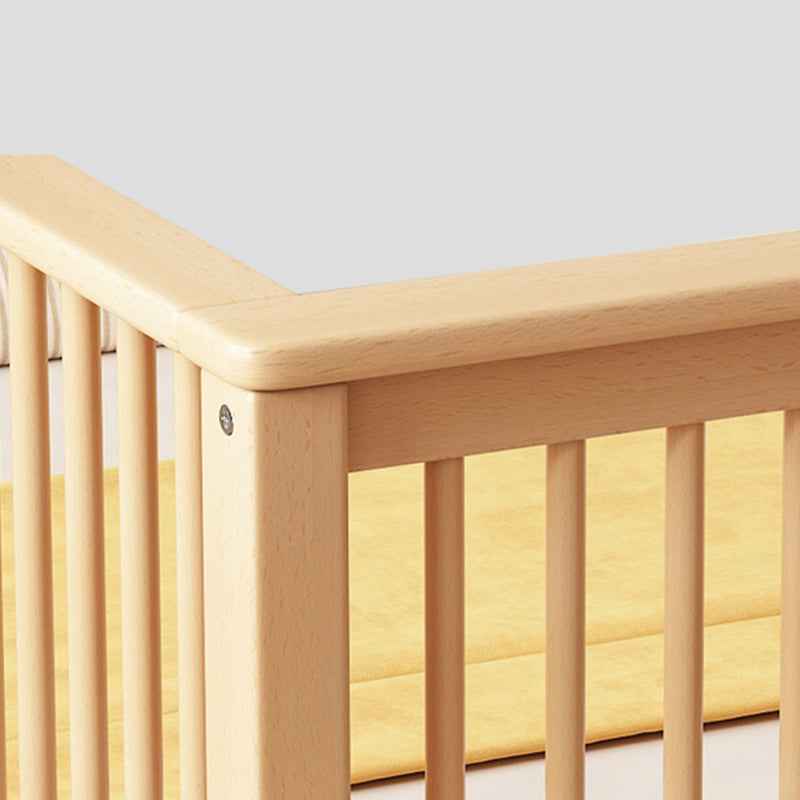 Solid Wood Kids Bed Beech Farmhouse Kids Bed with Guardrail in Natural