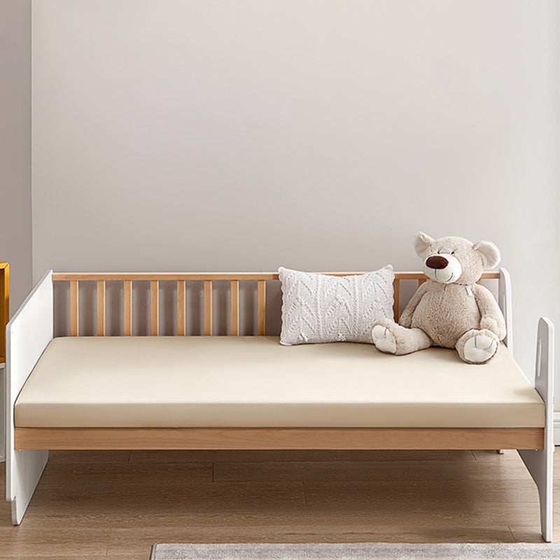 Light Wood Standard Scandinavian Baby Crib Nursery Bed with Guardrail