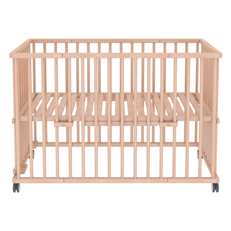 Convertible Crib Baby Crib Beech Wood Nursery Crib with Casters