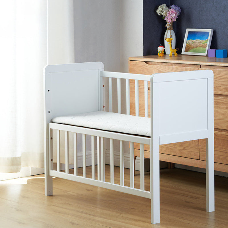 Scandinavian Solid Wood Toddler Bed with Guardrail Bed in White