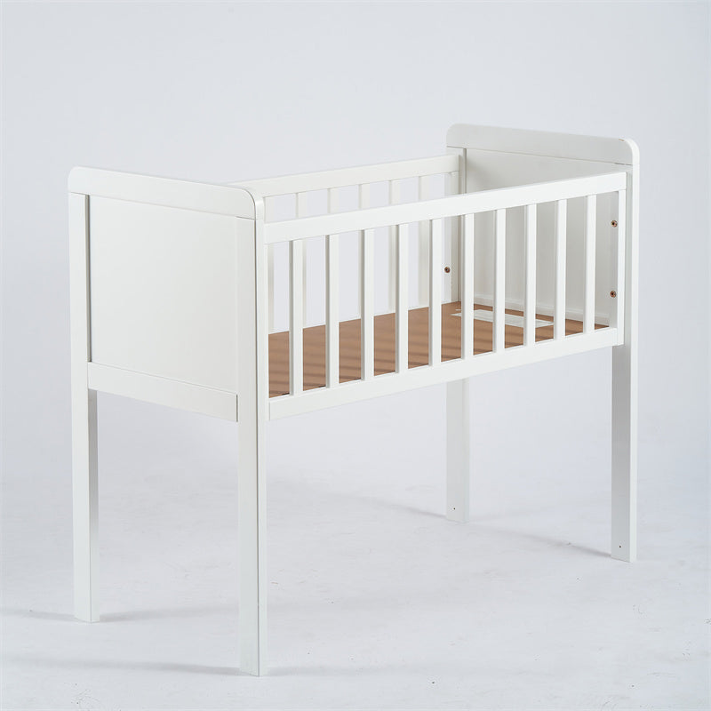 Scandinavian Solid Wood Toddler Bed with Guardrail Bed in White